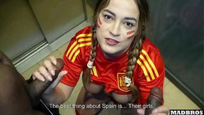 Stunning Spanish beauty gets plowed hard in parking lot after soccer match