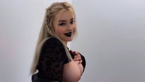Petite Blonde In Goth Girl Teases With Her Pussy In The Entryway! Shes Asking For Anal!