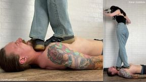 Trampling and choking underm My adidas sneakers
