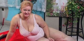 BBW grandma in classic older women's underwear with huge tits