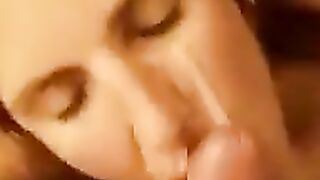Hot MILF Gives Blowjob & Throat Fuck with Massive Facial cumshot! Amateur