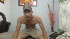 Cristopher Jerking Off and Cumming on His Abs
