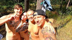 two real couples from poland fucks in a public park