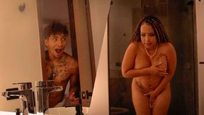 Why Are You Doing This? Stepson Leaves His Stepmother Naked In The Shower - Kataleya Gil And Thiago Lopez