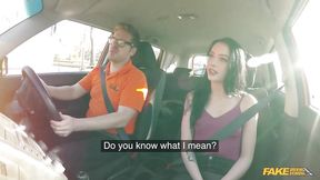 Teen's 2nd Driving Lesson Ends with Creampie