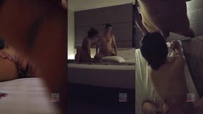 chica petite, lleva toda la vida con su novio jamas ha probado ni sentido otra verga y hoy se dedicara a mamarla y reicbir leche mientras se la cojen. trio hmh soft