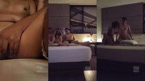 chica petite, lleva toda la vida con su novio jamas ha probado ni sentido otra verga y hoy se dedicara a mamarla y reicbir leche mientras se la cojen. trio hmh soft