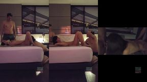 chica petite, lleva toda la vida con su novio jamas ha probado ni sentido otra verga y hoy se dedicara a mamarla y reicbir leche mientras se la cojen. trio hmh soft