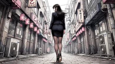 Public Anime Hentai Girl Pisses On Street And Inside Men Bathroom