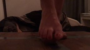 One of my first footjob on the cockbox