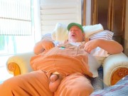 Bib overall farmer chub bear huge feet shoots large load
