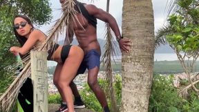 Outdoor latina MATURE gives a sloppy deepthroat and takes it in the ass