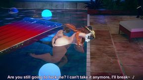 fucking a bbw elven witch in the pool - hentai