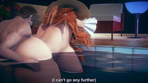 fucking a bbw elven witch in the pool - hentai