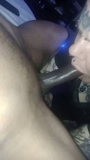 Tatted Vampire getting her throat stuffed