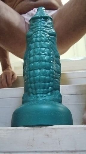 CD Squats and Stretches on Huge Dildo