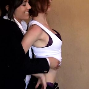 Passionate lesbian sex between two brunettes in a stable with clit eating and sixty niner