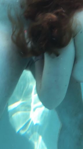 Underwater Outdoor Pool Sex with Long Hair Redhead Rapunzel MILF