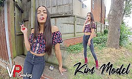 Dark Jeans; Brunette Amateur Smoking Non-nude - Kim Model