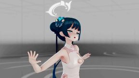 blue archive ryuuge kisaki hentai undress dance mmd 3d blue hair