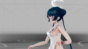 blue archive ryuuge kisaki hentai undress dance mmd 3d blue hair