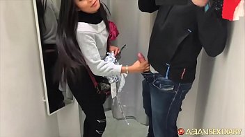 Super horny Asian star Susi sucking off white tourist in changing room and hotel