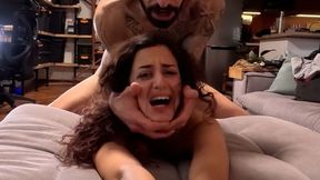 Teen slave gets hard anal railed and cummed in