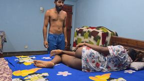 Step-sister and Step-brother share bed and hard rough Fuck