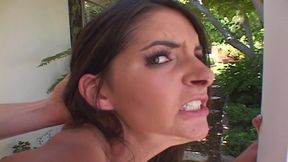 Sext bitch leans over as she gets fucked by three huge dicks