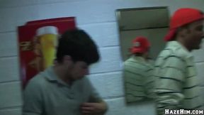 Frat initiation turns wild as college twinks gag on thick uncut dick face fuck sloppily