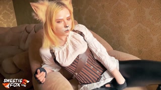 Steampunk Girl Hard Doggy Sex and Blowjob with Oral Creampie - Fox Cosplay
