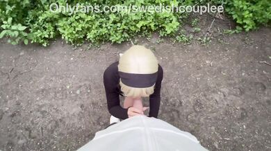 Swedish blonde gets mouth fucked then fucked raw in the woods