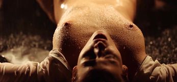 Evil babe rides and sucks sizable dick on the rain