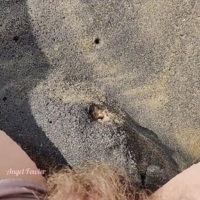 Girl Pissing on the Sea Beach