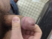 Onlyfans preview: Hung bear jerks off in highway rest area restroom.