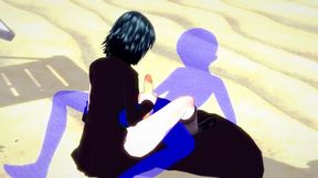 Asian GF gives a deepthroat blowjob in cosplay