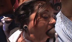 Mature MILF enjoys some black cocks in her mouth and ass