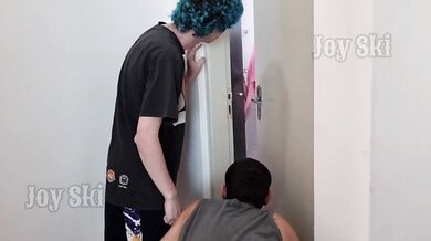 Naughty blonde called two gifted people to fuck hard