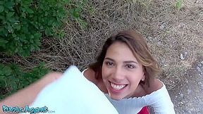 Sexy And Cute Spanish Teen 18+ With Consummate Constricted Natural Body Flashes In Public In Advance Of Taking A Large Schlong