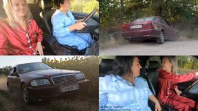 Two women in pajamas drive risky and car goes into a ditch