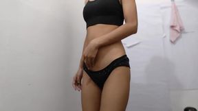 Village girl Nisha eyes locked on her own as she craves a thick shaft
