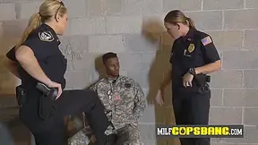 Bogus Soldier Is Persuaded Into Making His Cock Hard For Milf Cops