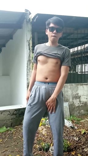 Asian Boy Extreme Outdoor Masturbation at Cemetery