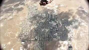 Naughty babe went skydiving while she was wearing no shirt and bra, just for fun