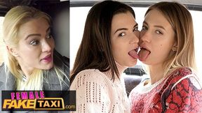 3 Super sexy LESBIANS fucking in the back of a London Cab