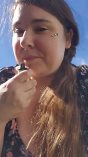 Grabbing a quick hit outside!