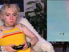 Blonde teen with huge breast masturbating on webcam