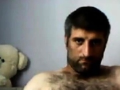 Big-Cock Turkish Bear Masturbates on Webcam