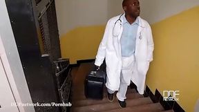 Horny blonde MILF in stockings gets her pussy penetrated by doctor's BBC