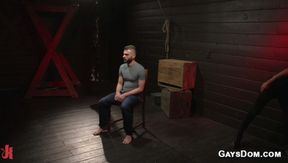 Newcomer gay is bound and suspended